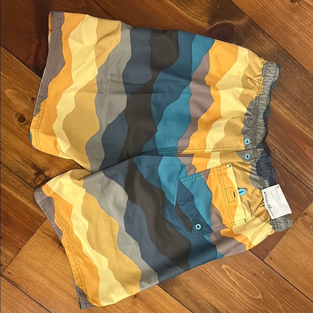 Eddie Bauer Yellow and Gray Swim Shorts